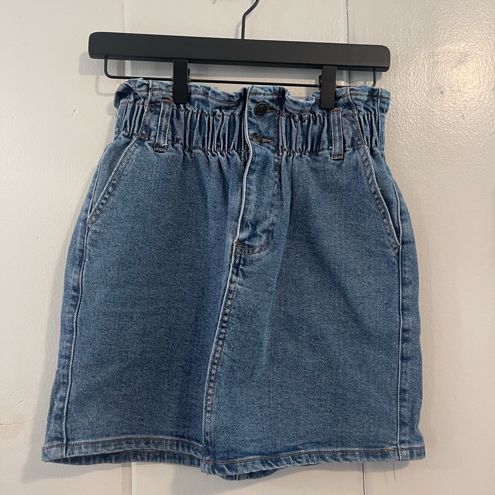 Blue Ruched Mini Skirt for Casual Wear